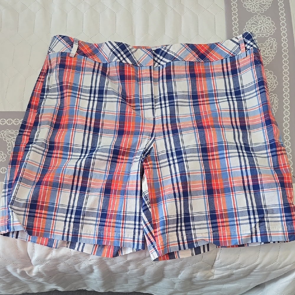 Izod Women's Red and Blue Plaid Shorts